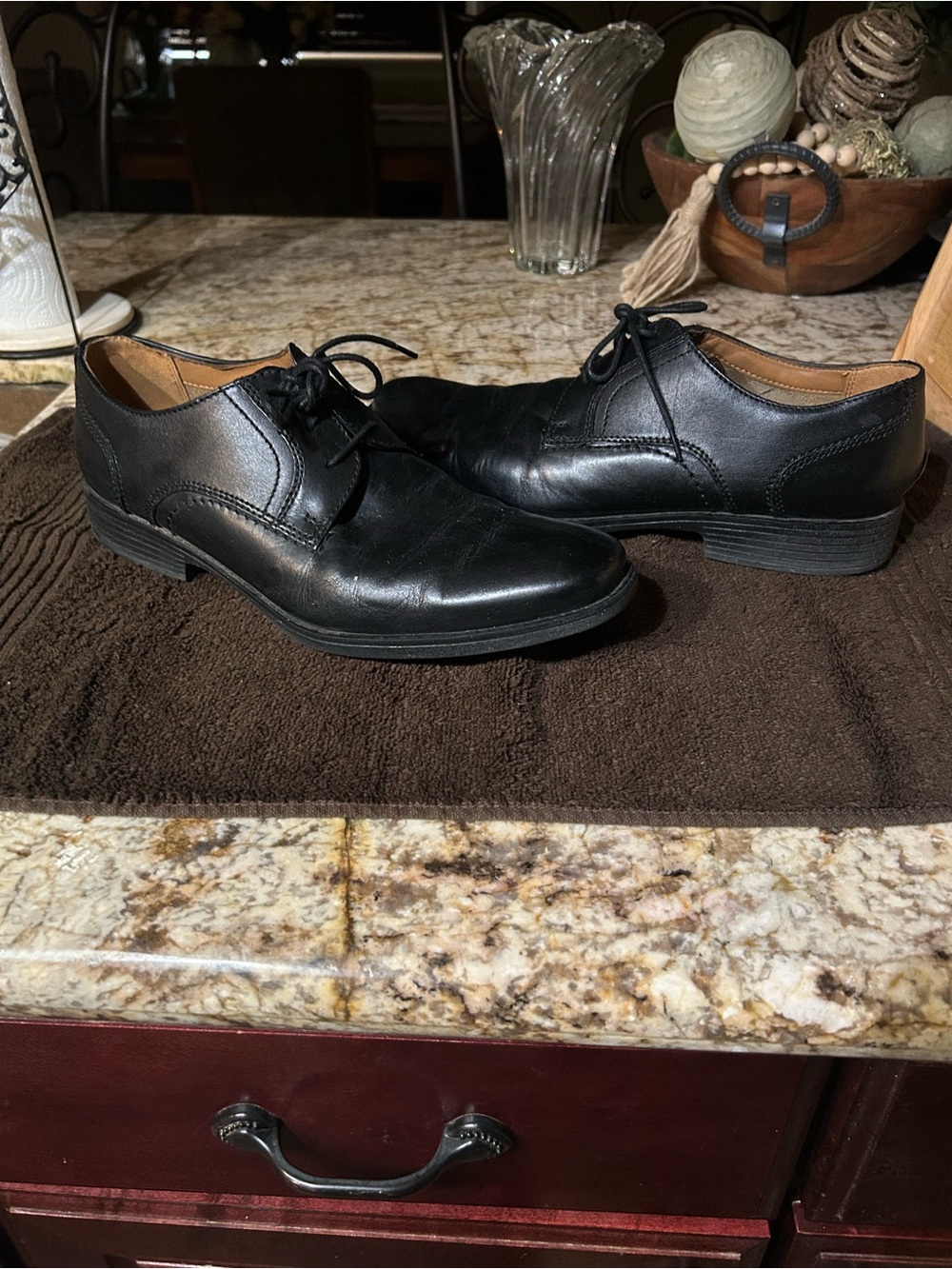 Bostonian Men’s Wurster Plain Black Leather Lace-Up Shoes c Flexlite Size 10